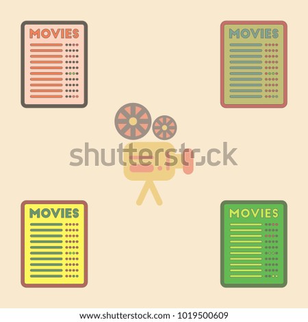 film list Vector illustration Collection in flat style moive list