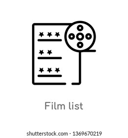 film list vector line icon. Simple element illustration. film list outline icon from user interface concept. Can be used for web and mobile