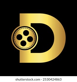 Logo de la película Combine con la letra D Vector Plantilla