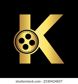 Film Logo Combine with letter K vector template