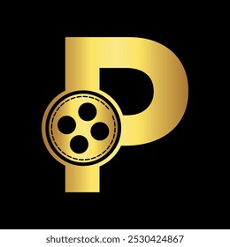 Film Logo Combine with letter P vector template