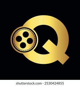 Film Logo Combine with letter Q vector template