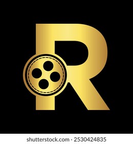 Film Logo Combine with letter R vector template