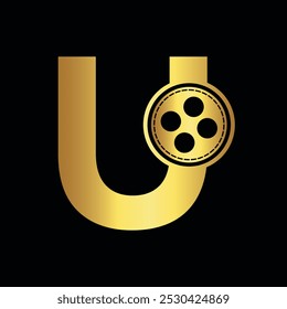 Film Logo Combine with letter U vector template