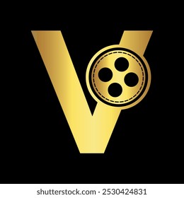 Film Logo Combine with letter V vector template