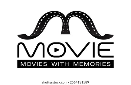 Film Logo Design, Movie Production Logo, "M" Concept Logo Design, Cinema Studio Emblem Design, Film Roll Vector Illustration, Video Content Creator Logo