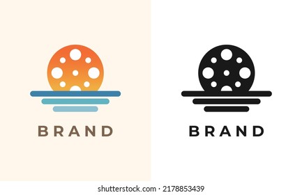 Diseño de logotipo de película con concepto Sunrise Simple, Illustration Vector Template