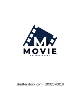 Film Logo. Initial Letter M Movie Logo Design Template Element. Eps10 Vector