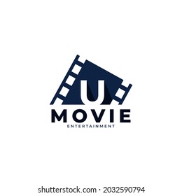 Film Logo. Initial Letter U Movie Logo Design Template Element. Eps10 Vector