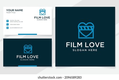 Logo de amor de película adecuado para la empresa con plantilla de tarjeta de visita