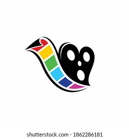 film lovers logo with hearth concept, rainbow concept