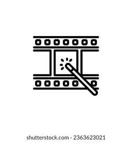 Film with magic wand icon Vector illustration. Isolated icon is suitable for web, infographics, interfaces, and apps.