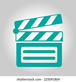 Film maker clapper board  icon. Flat design style.