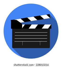 Film maker clapper board  icon. Flat design style.