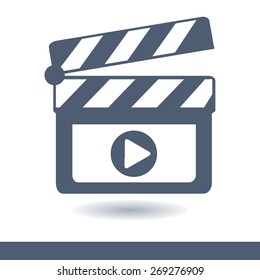 Film maker clapper board  icon. Flat design style.
