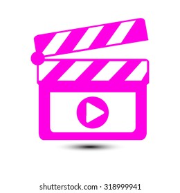 Film maker clapper board  icon. Flat design style.