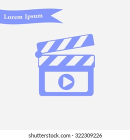 Film maker clapper board  icon. Flat design style.