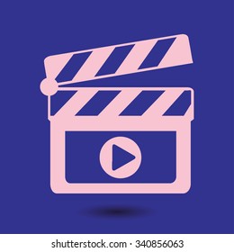 Film maker clapper board  icon. Flat design style.