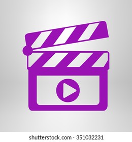 Film maker clapper board  icon. Flat design style.