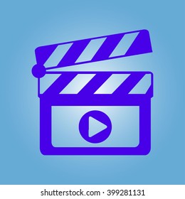Film maker clapper board  icon. Flat design style.