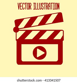 Film maker clapper board  icon. Flat design style.