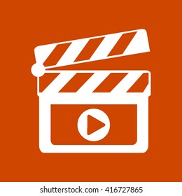 Film maker clapper board  icon. Flat design style.