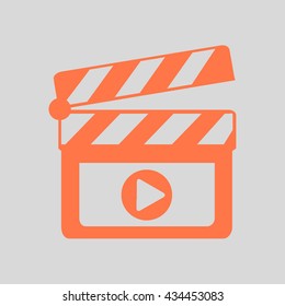 Film maker clapper board  icon. Flat design style.
