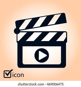 Film maker clapper board  icon. Flat design style.