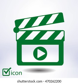 Film maker clapper board  icon. Flat design style.