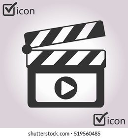 Film maker clapper board  icon. Flat design style.