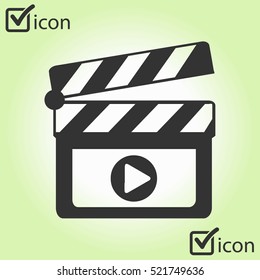 Film maker clapper board  icon. Flat design style.