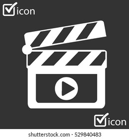 Film maker clapper board  icon. Flat design style.