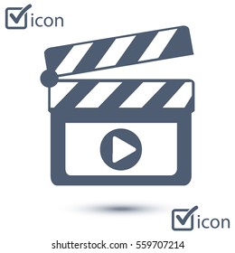 Film maker clapper board  icon. Flat design style.