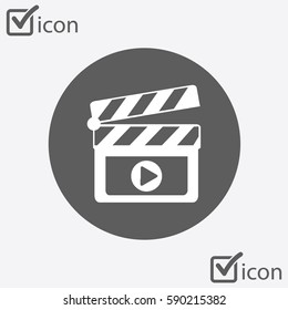 Film maker clapper board  icon. Flat design style.