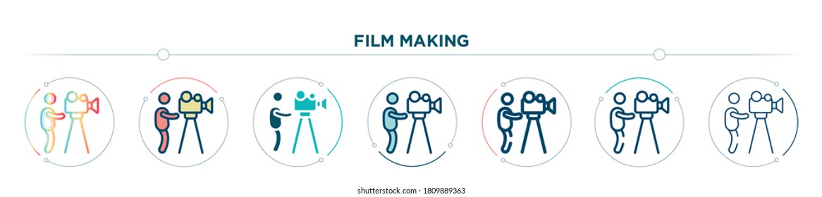 film making icon designed in gradient, filled, two color, thin line and outline style. vector illustration of film making vector icons. can be used for mobile, ui, web
