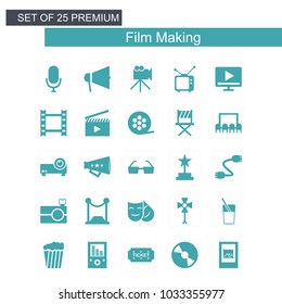 Film Making Icons Set Green