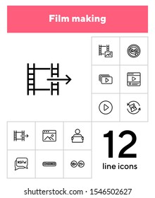 Film making icons. Set of line icons on white background. Video concept. Vector illustration can be used for topics like creation, production, video