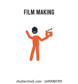 Film making vector icon on white background. Red and black colored Film making icon. Simple element illustration sign symbol EPS