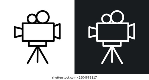 Film making vector icon set black and white filled and outlined style.