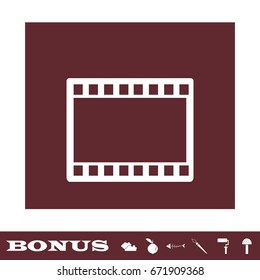 Film or Media icon flat. White pictogram on brown background. Vector illustration symbol and bonus icons