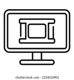 Film monitor icon outline vector. Cinema video. Movie frame