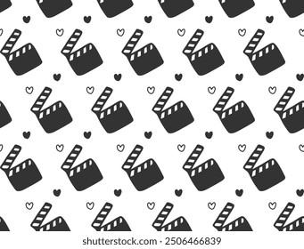 film movie board seamless pattern design black white background