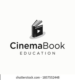 Film Movie Book logo Cinema Symbol Stock Vector. Library movie logo flat icon. Film Education logo Design Template