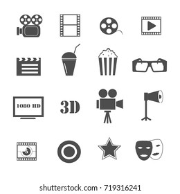 film and movie icons set vector