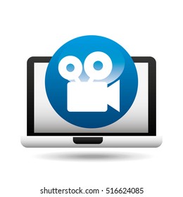 film movie online digital technology graphic vector illustration eps 10
