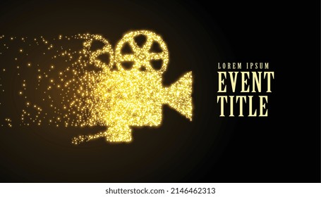 film movie projector made in golden particle sparkle style