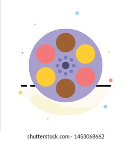 Film, Movie, Reel, Tank, Tape Abstract Flat Color Icon Template