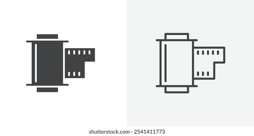 Icono negativo de la película plano y diseño de conjunto simple