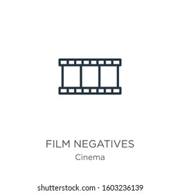 Film negatives icon. Thin linear film negatives outline icon isolated on white background from cinema collection. Line vector sign, symbol for web and mobile