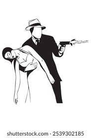Película Noire Ilustración vectorial Escena dramática
